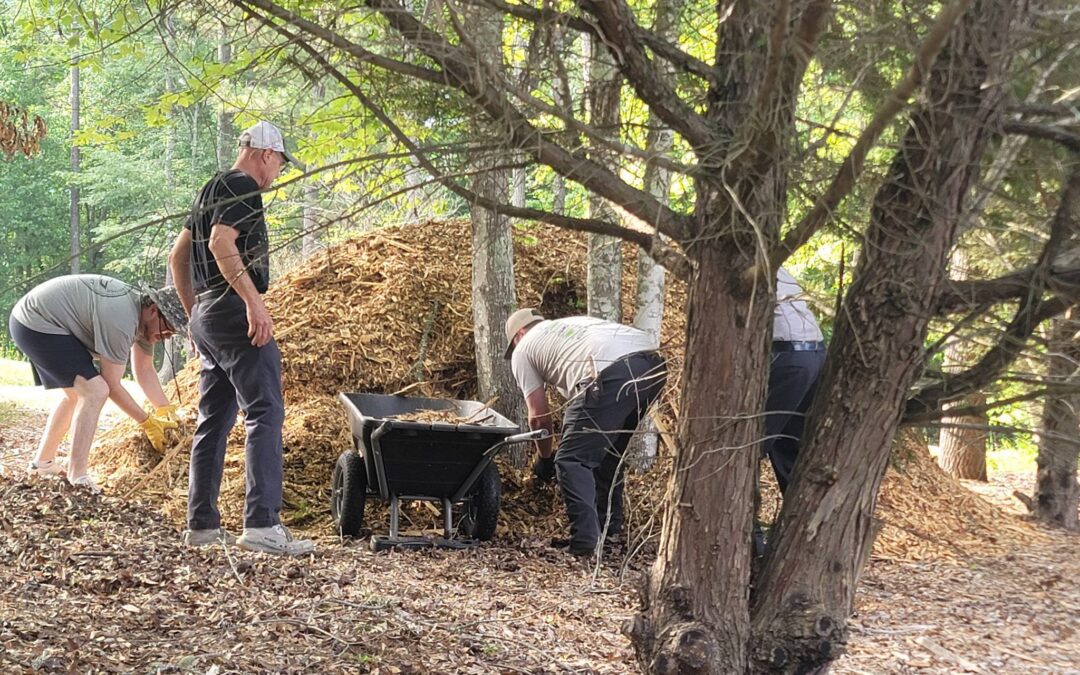 Teammates in LaGrange and Newnan Georgia helping a customer clean up their overgrown yard.