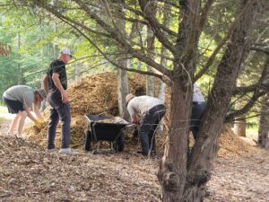 Teammates in LaGrange and Newnan Georgia helping a customer clean up their overgrown yard.