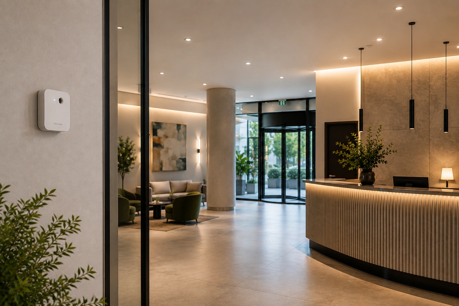 Modern commercial lobby interior - Northwest Exterminating scent control service