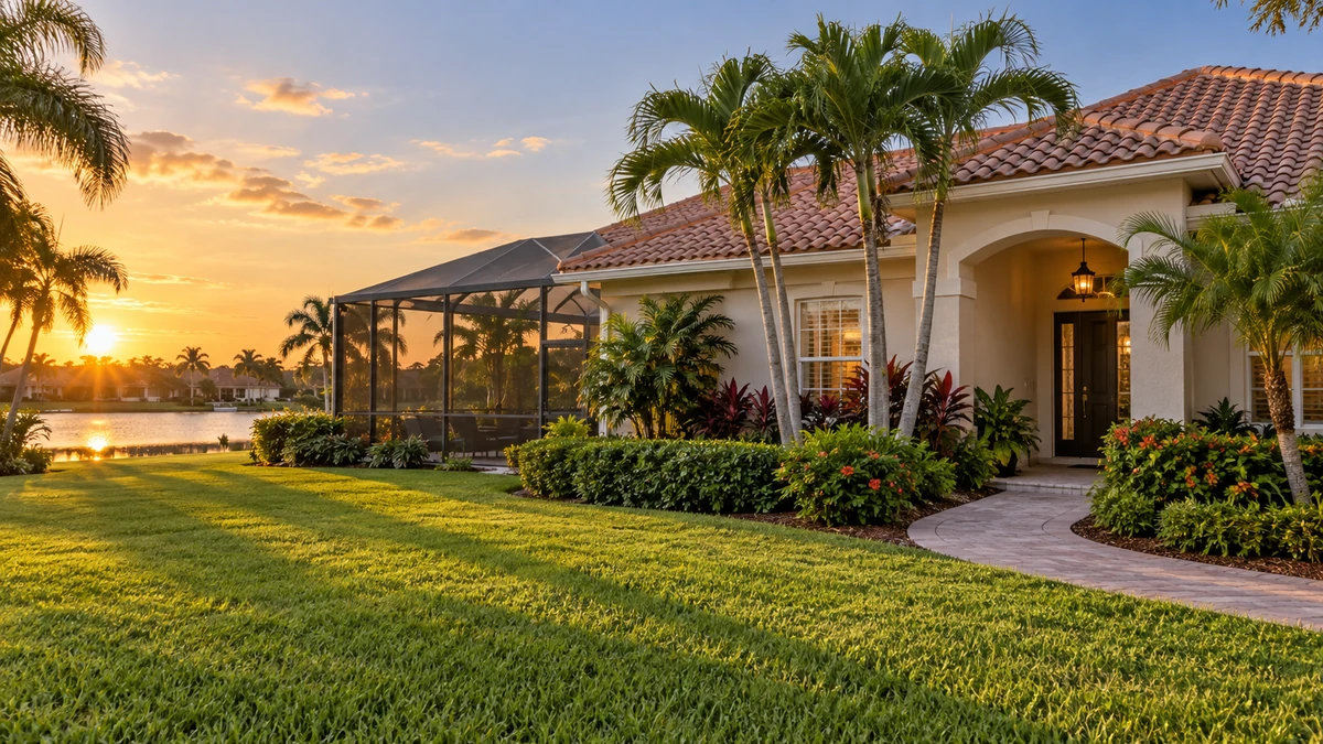 South Florida home with dense landscaping against the walls, a condition that supports roof rat activity