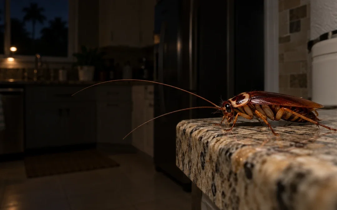American cockroach on a kitchen counter in a South Florida home